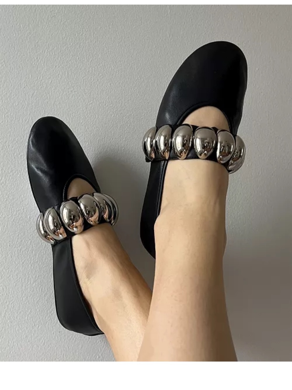 Jeffrey Campbell
Ballet Stud Embellished Ballet Flats in Gold and Black